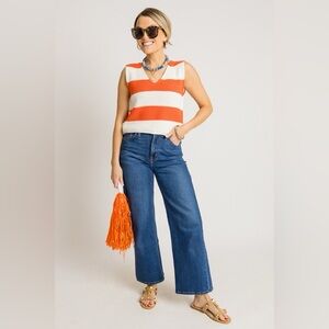 Stripe Out Sweater Tank, Coral